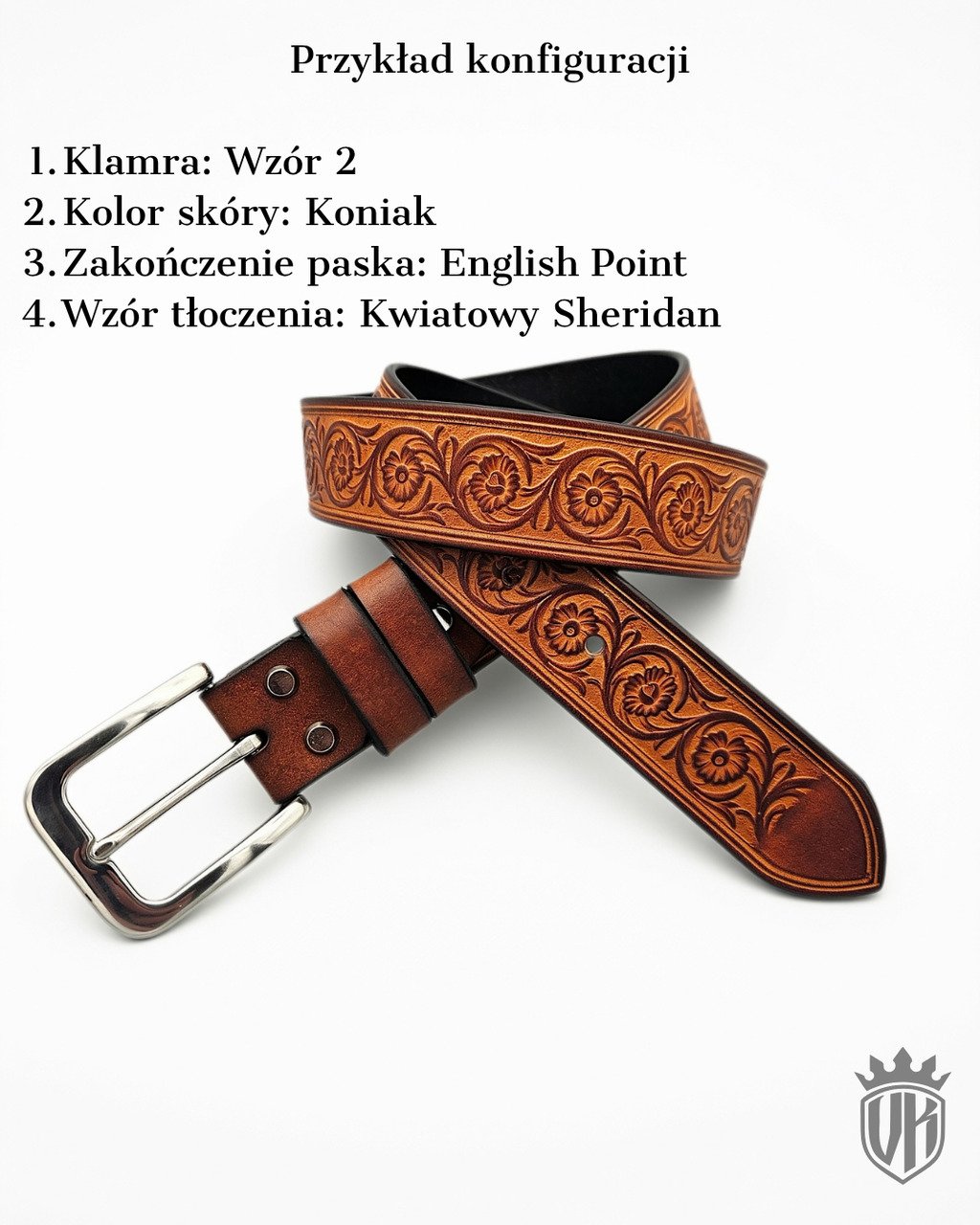 Skórzany pasek tłoczony w ozdobny wzór - obrazek 12