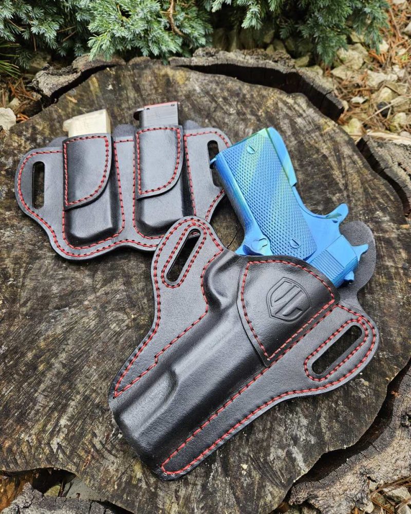 Skórzana kabura na broń i magazynek