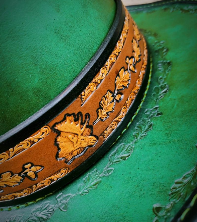 Kapelusze skórzane zielone