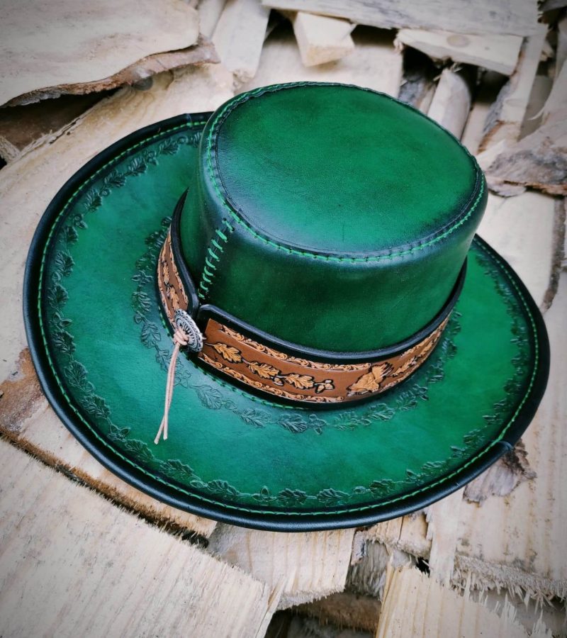 Zielone Kapelusze skórzane