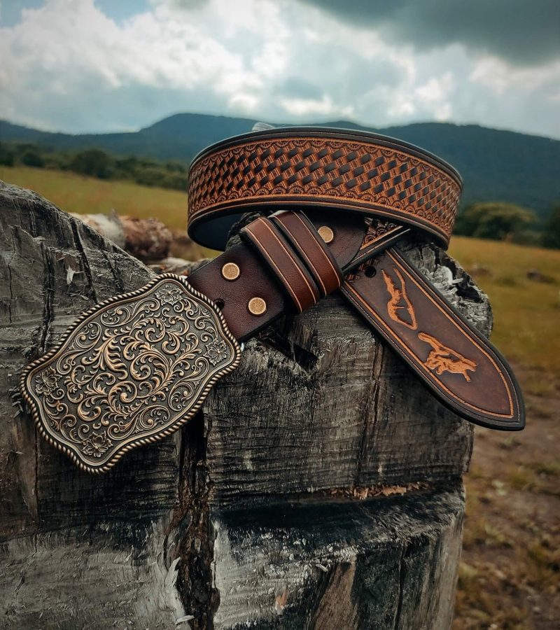 pas skórzany brąz kowboj produkty skórzane